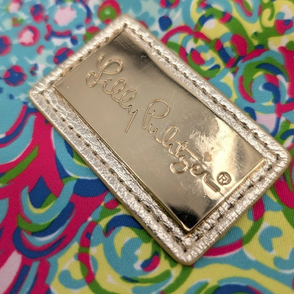 Lilly Pulitzer Tech Organizer Case Peacock Print Gold Trim Tablet Folio 12x9.5
